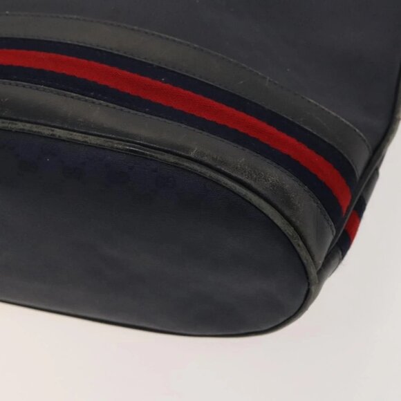 GUCCI Micro GG Supreme Sherry Line Shoulder Bag PVC Navy Gold Auth 125756 - Picture 5 of 16